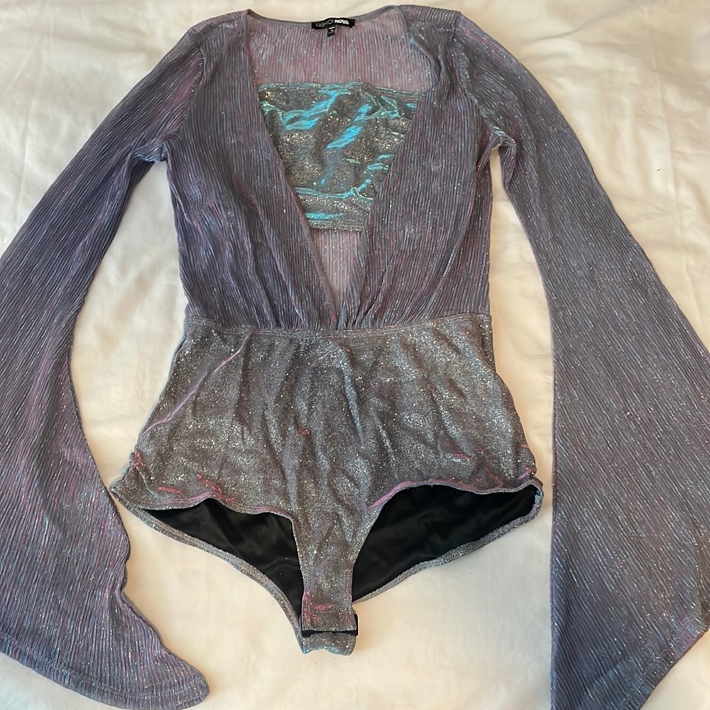 Sparkly Two Piece Bodysuit/Bandeau Set
